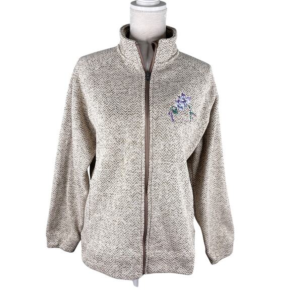 Vintage Wild Wings Collection Zip Jacket Sweatshirt Sweater Hummingbird L - Picture 1 of 11